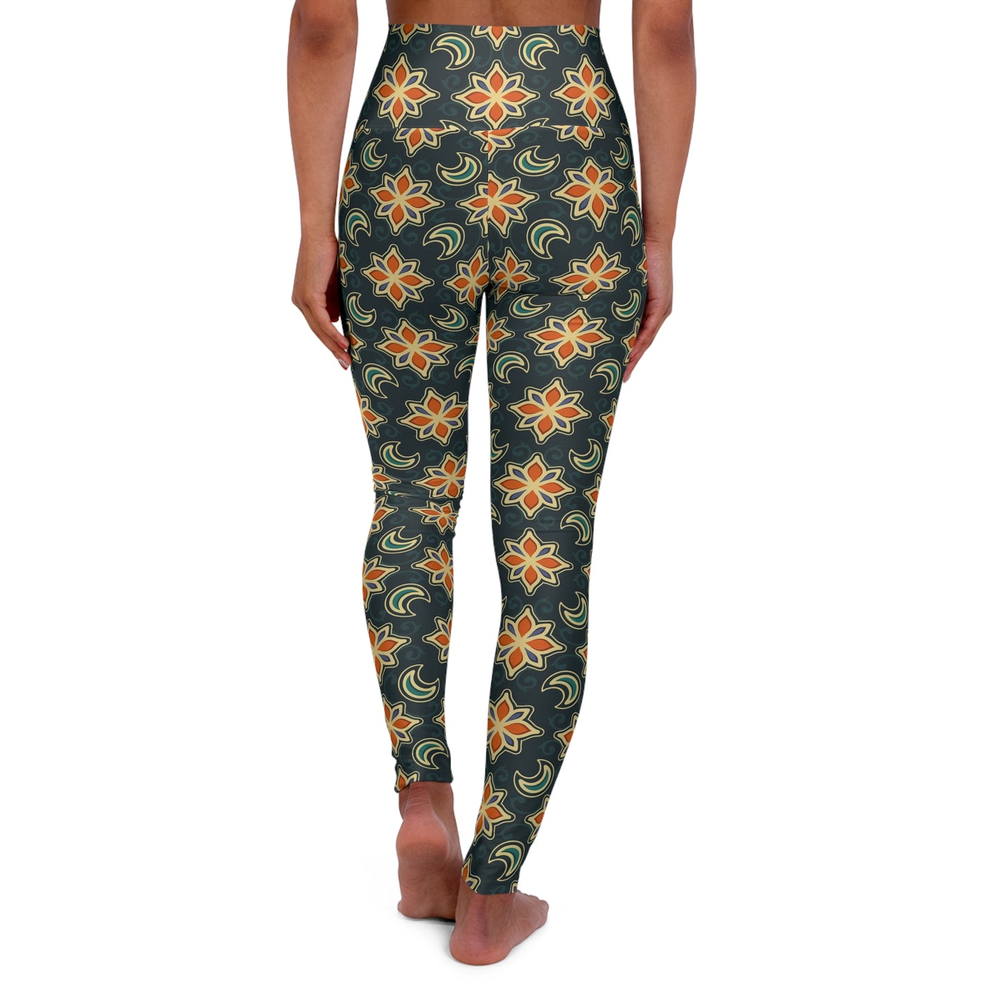 Celestial High-Waisted Yoga Leggings — Moon & Star Galaxy Print