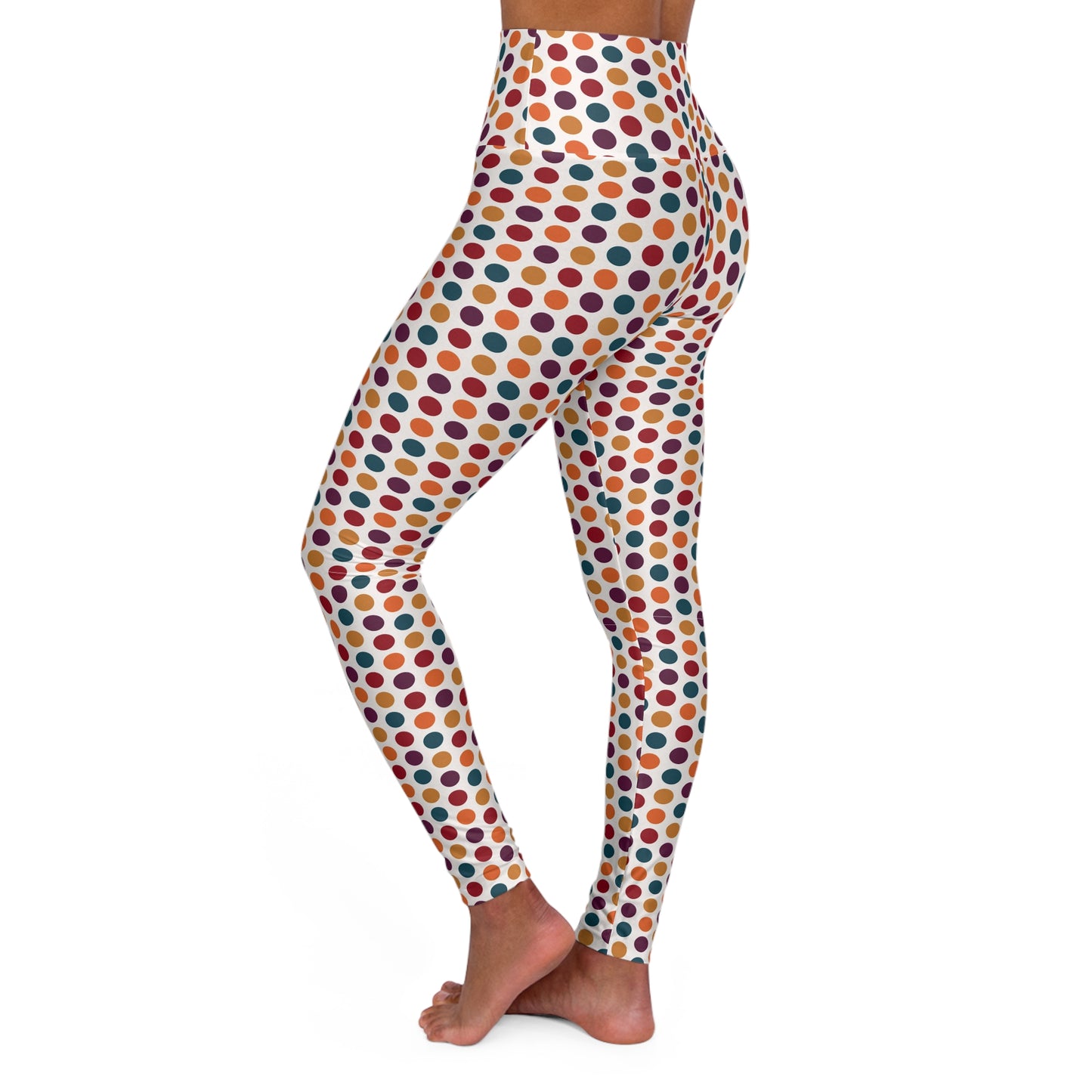 Colorful Polka Dot High-Waisted Yoga Leggings — Fun Workout Activewear