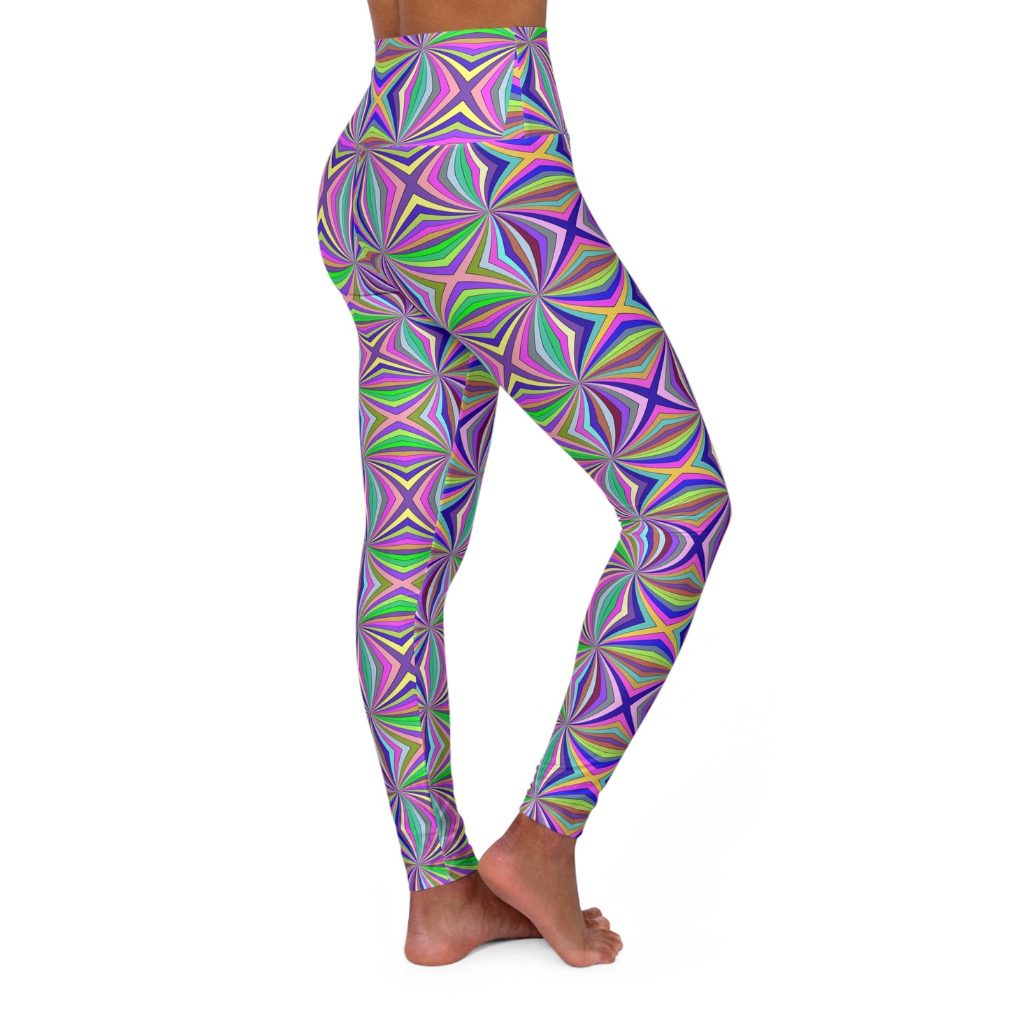 Colorful Abstract High-Waisted Yoga Leggings — Women's Stretchy Workout Pants