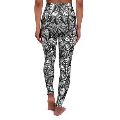 Black & White Abstract High-Waisted Yoga Leggings
