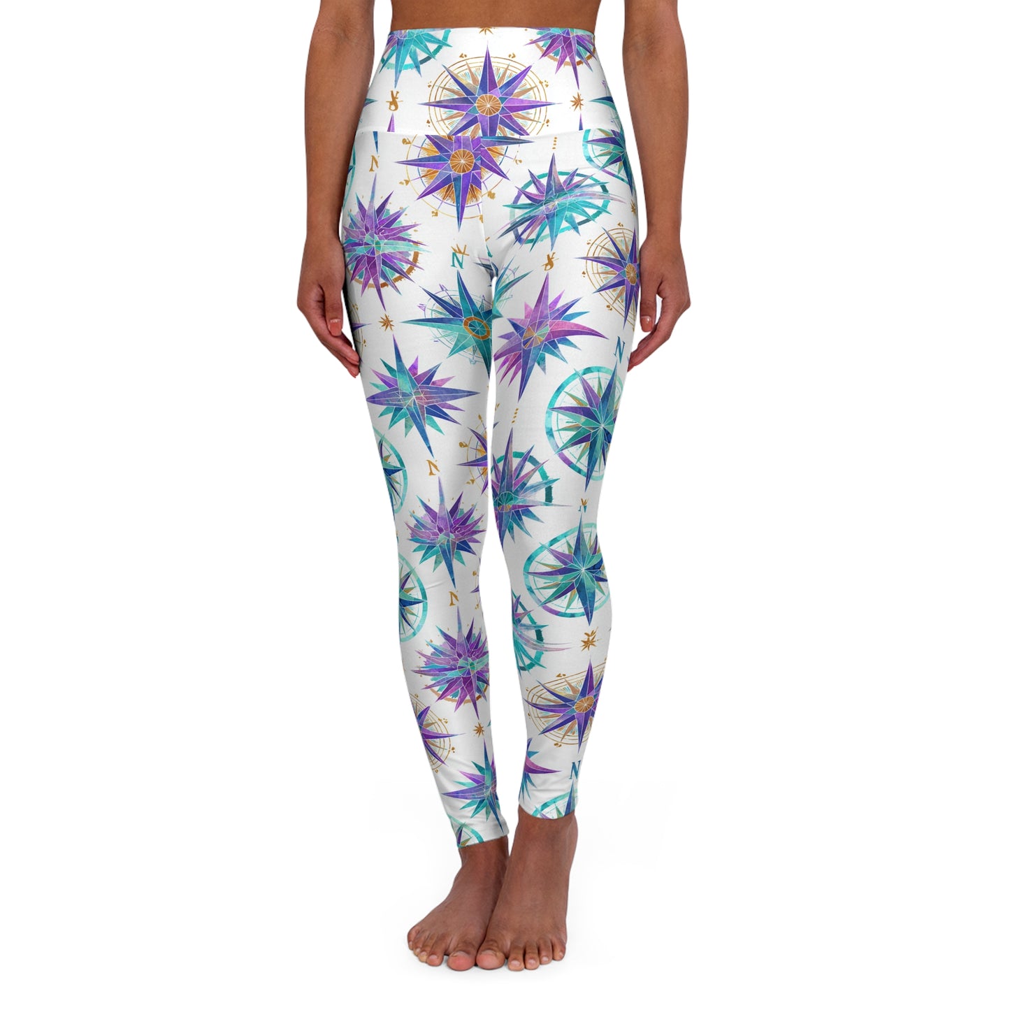 Compass High-Waist Yoga Leggings — Navigational Activewear for Fitness & Workout