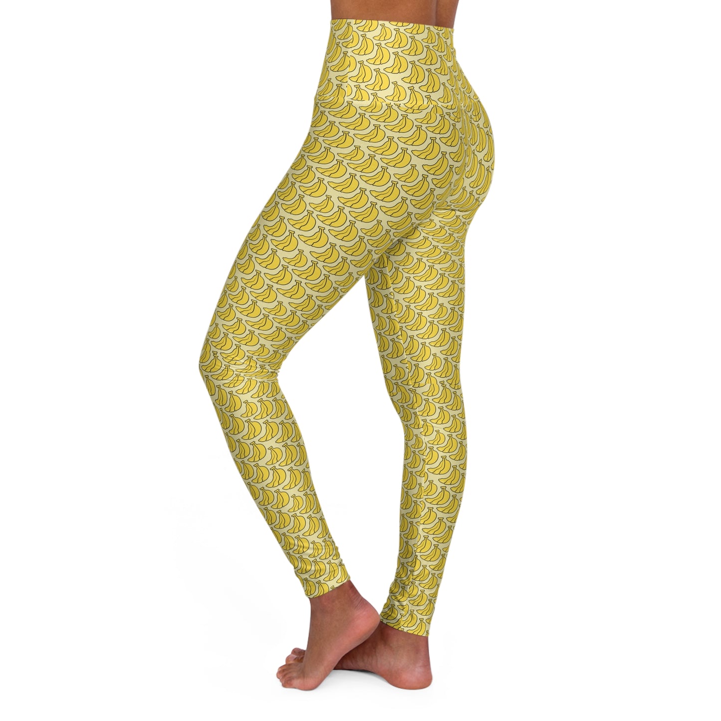 Tropical Banana Print High-Waist Yoga Leggings