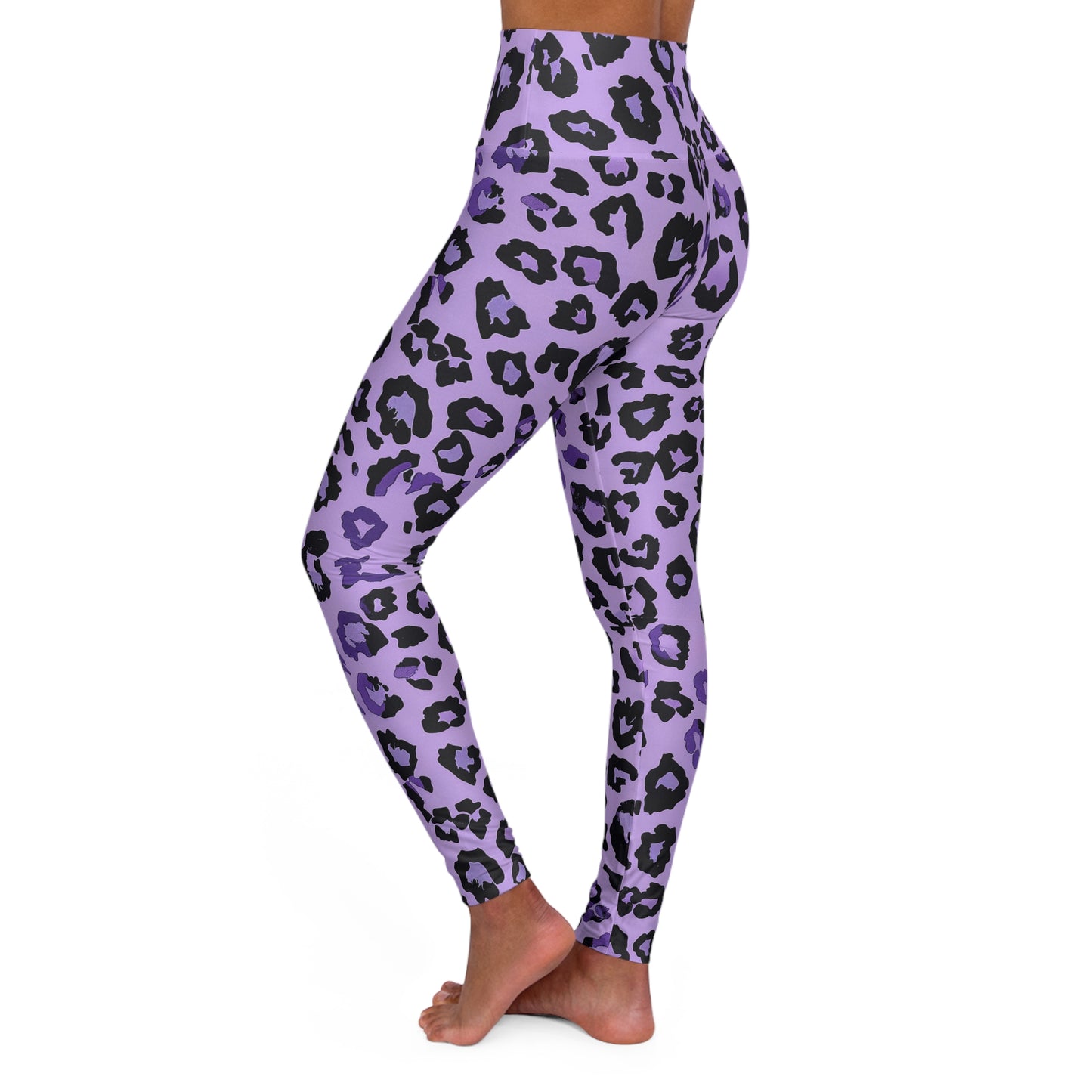 Lavender Leopard Print Yoga Leggings | High Waisted AOP