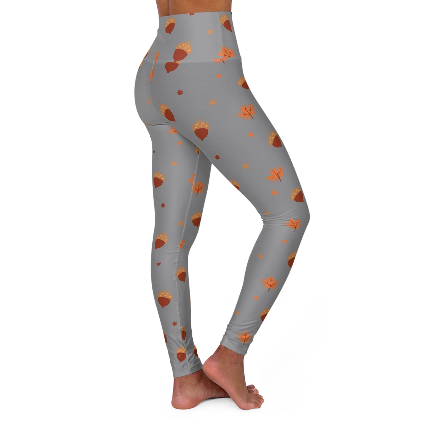 Autumn-Themed High Waisted Yoga Leggings — Cozy Fall Workout & Pilates Tights