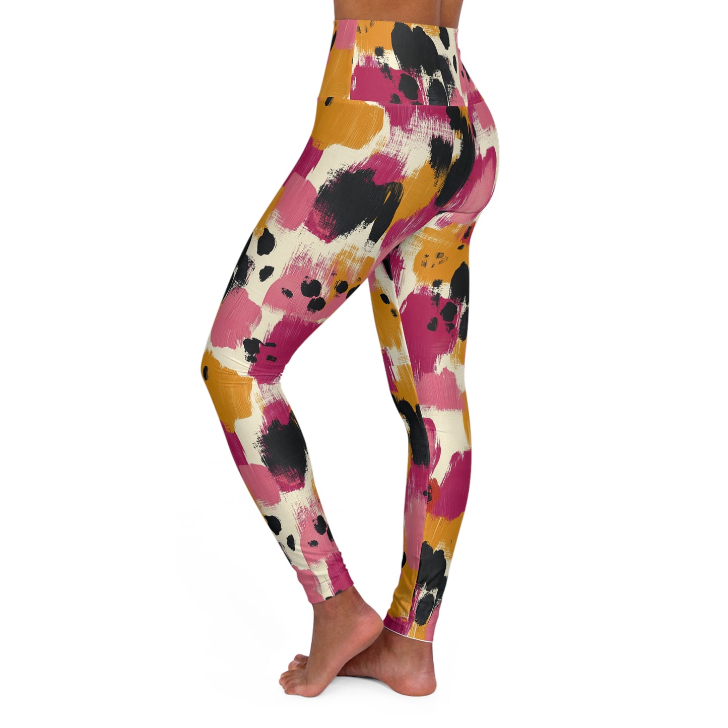 Brushstroke High Waisted Yoga Leggings, Yoga Tights