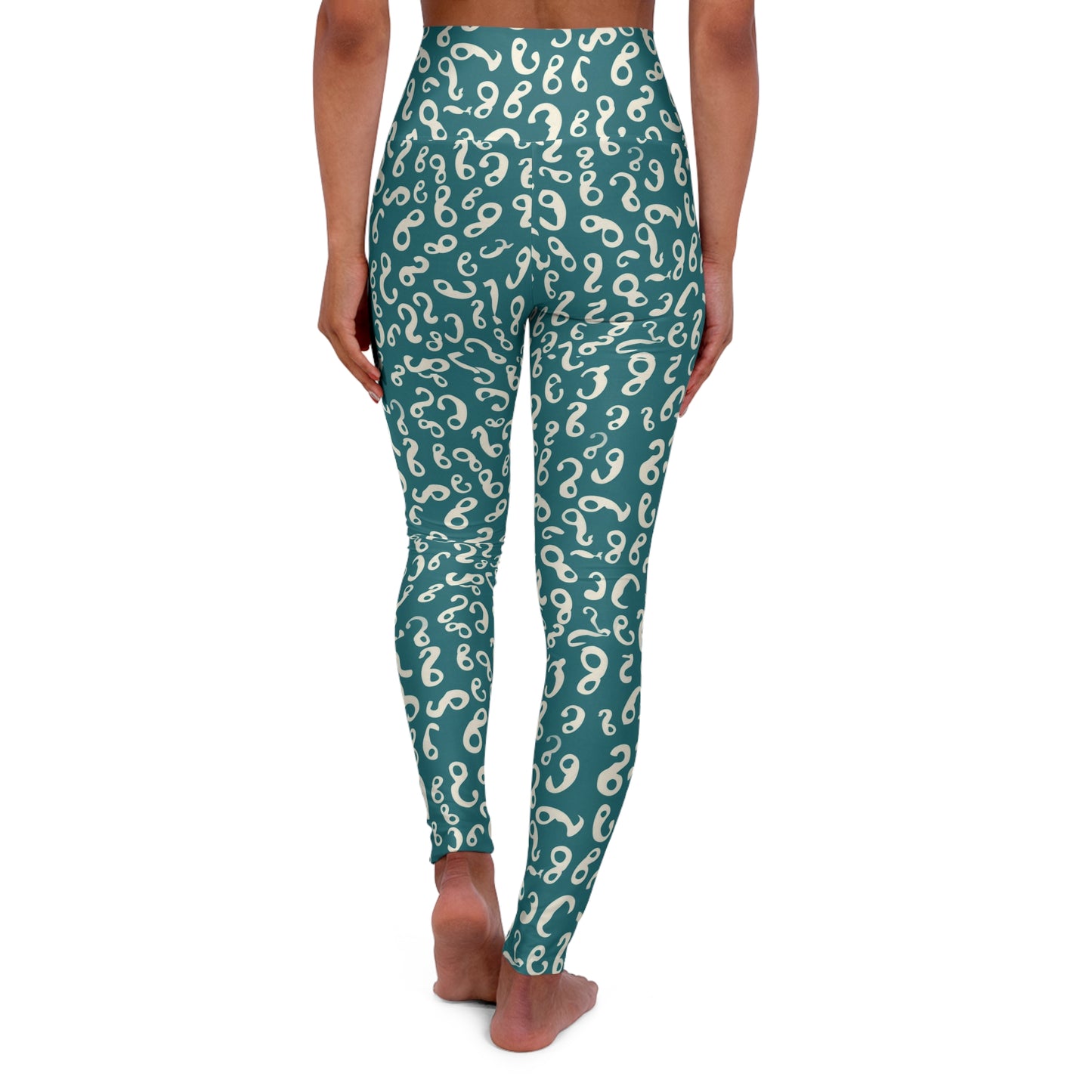 Abstract Numbers High-Waisted Yoga Leggings — Numerical Print Workout Tights