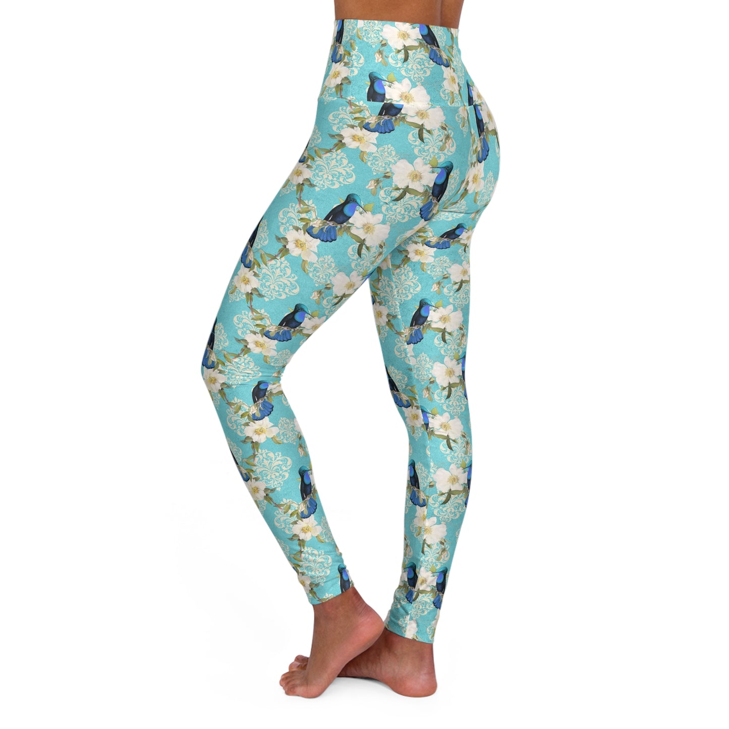 Blue Bird High-Waist Yoga Leggings — Women's Activewear