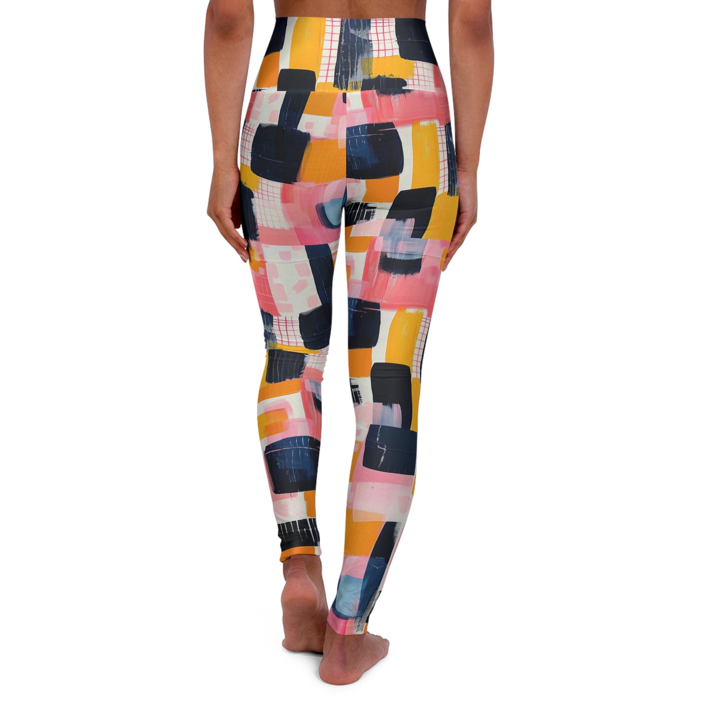 Abstract Multicolor High-Waist Yoga Leggings — Athletic All-Over Print