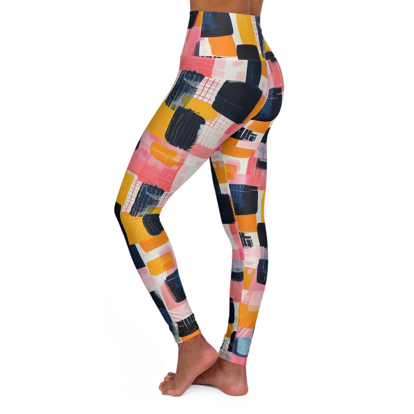 Abstract Multicolor High-Waist Yoga Leggings — Athletic All-Over Print