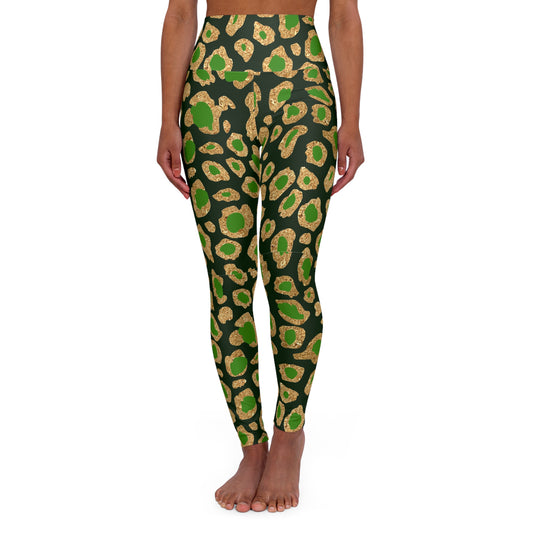 Green & Gold Leopard High-Waisted Yoga Leggings