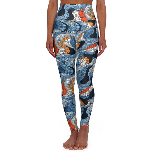Minimalist Wavy Line High Waisted Yoga Leggings