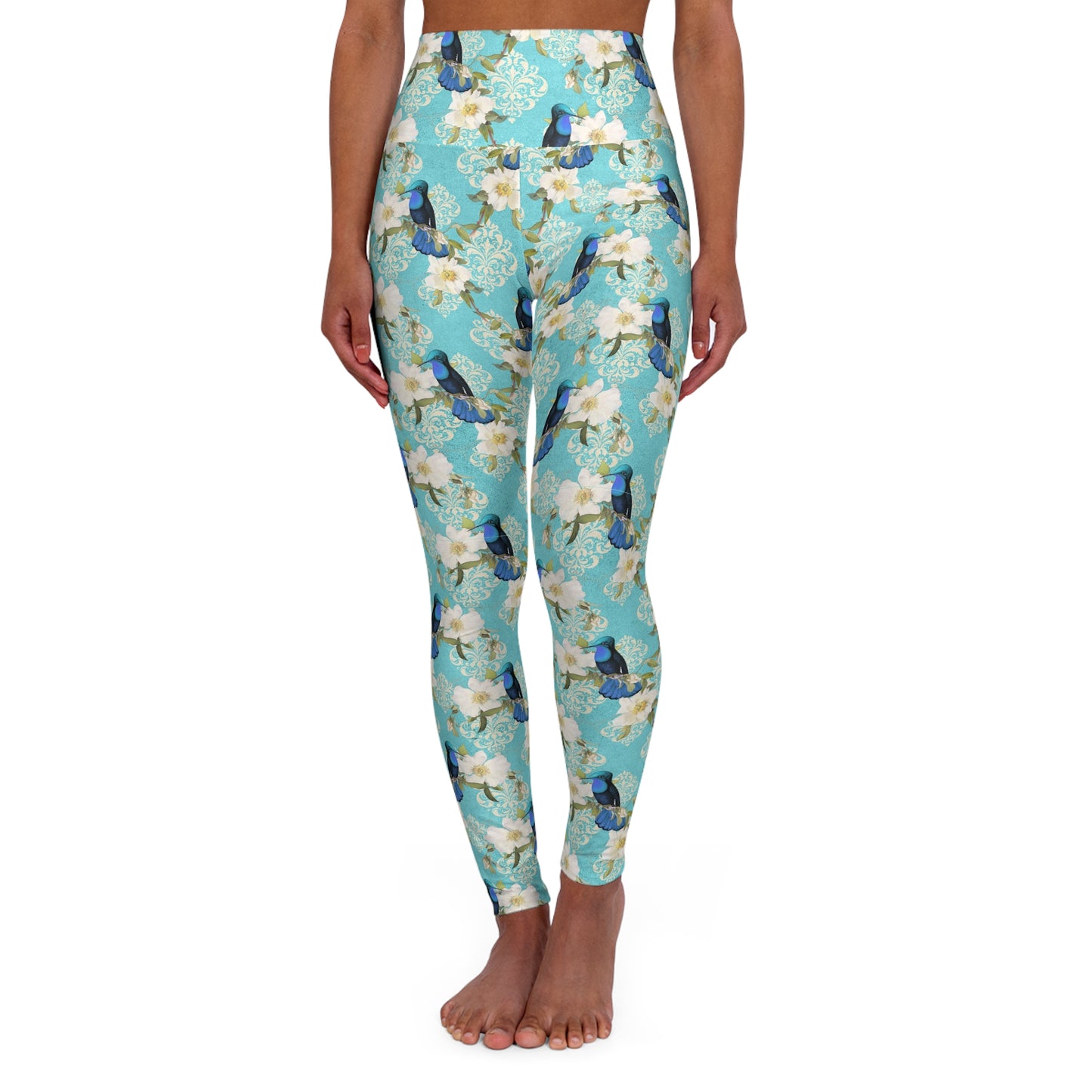 Blue Bird High-Waist Yoga Leggings — Women's Activewear