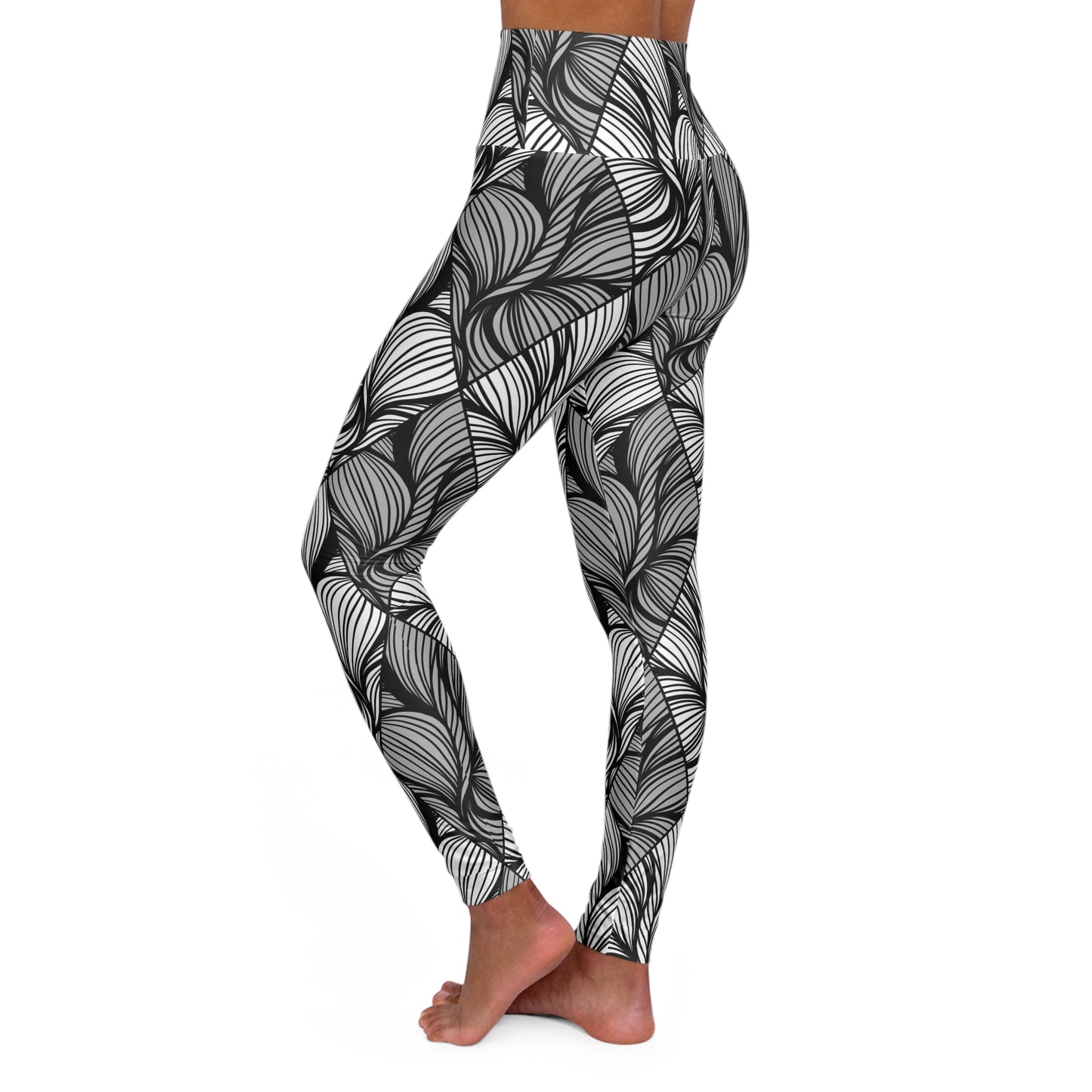 Black & White Abstract High-Waisted Yoga Leggings