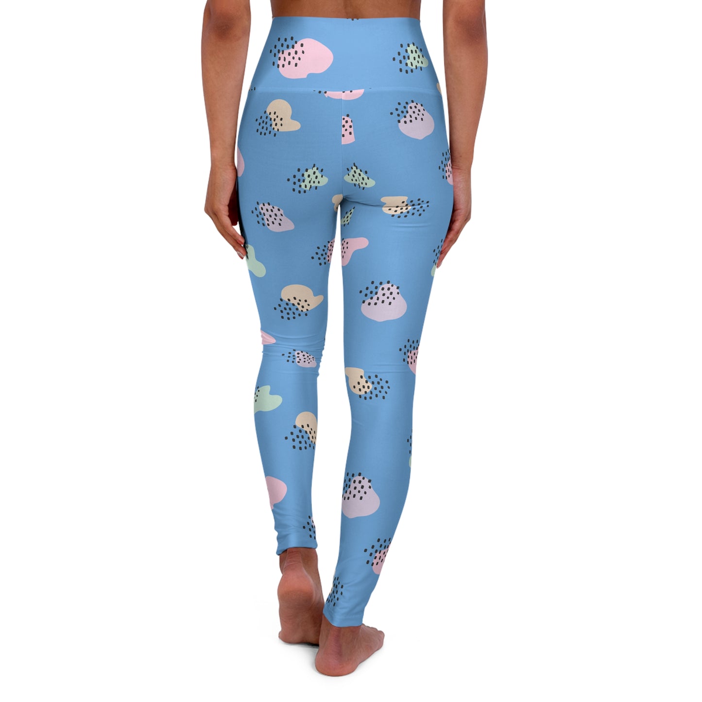 Abstract Black Dotted High-Waisted Yoga Leggings — Boho Athletic Tights