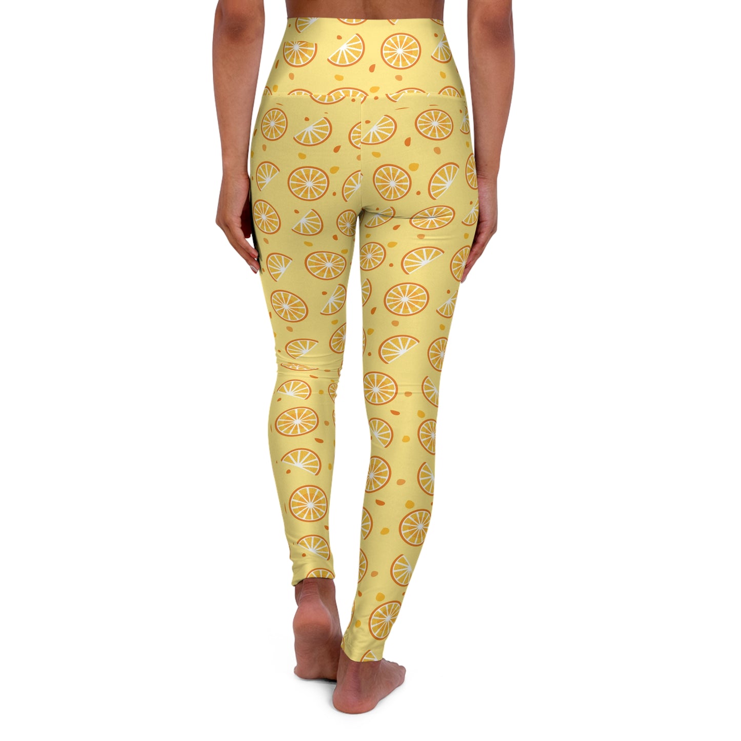 Citrus Slices Yoga Leggings, High Waisted Fruit Print Workout Tights, Activewear Gym Pants