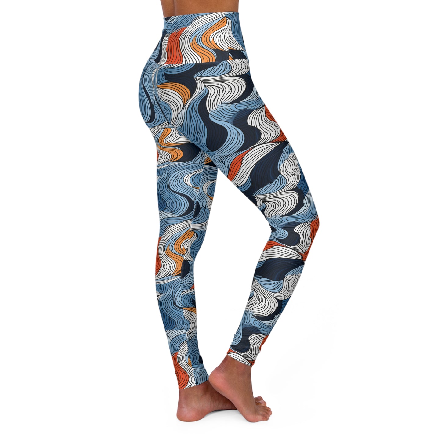 Minimalist Wavy Line High Waisted Yoga Leggings