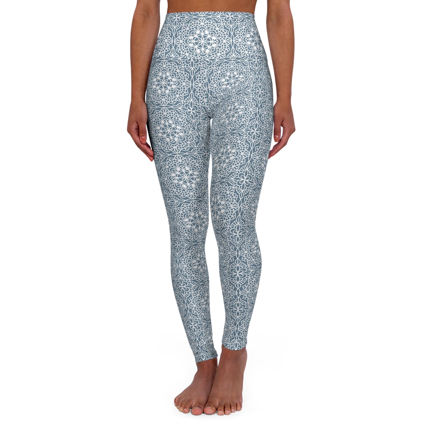 High-Waisted Lace-Pattern Yoga Leggings — Women's Athletic Tights