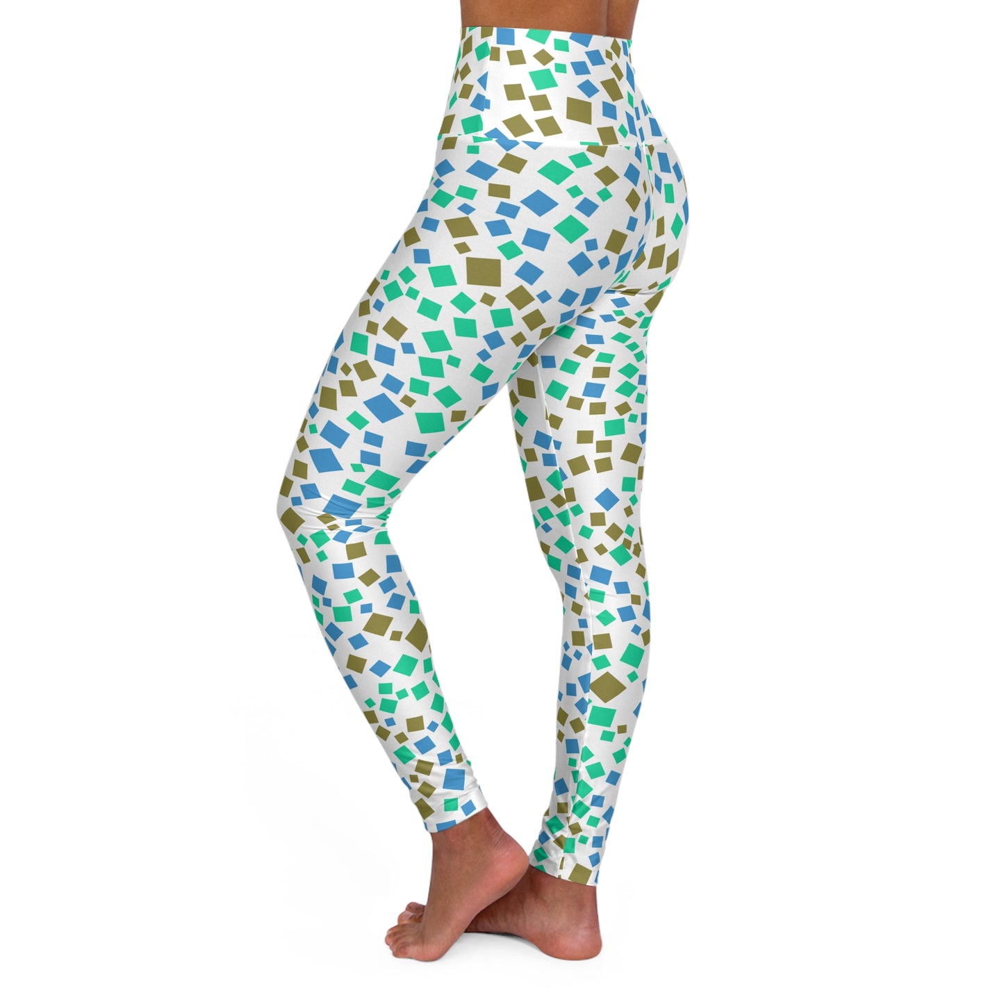 Abstract Geometric High-Waist Yoga Leggings — Colorful Athletic Tights
