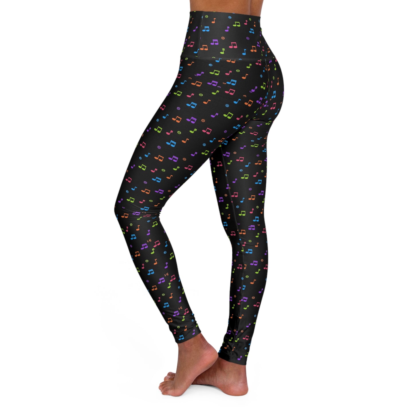 Music Notes High-Waisted Yoga Leggings — Music Lover Workout Tights