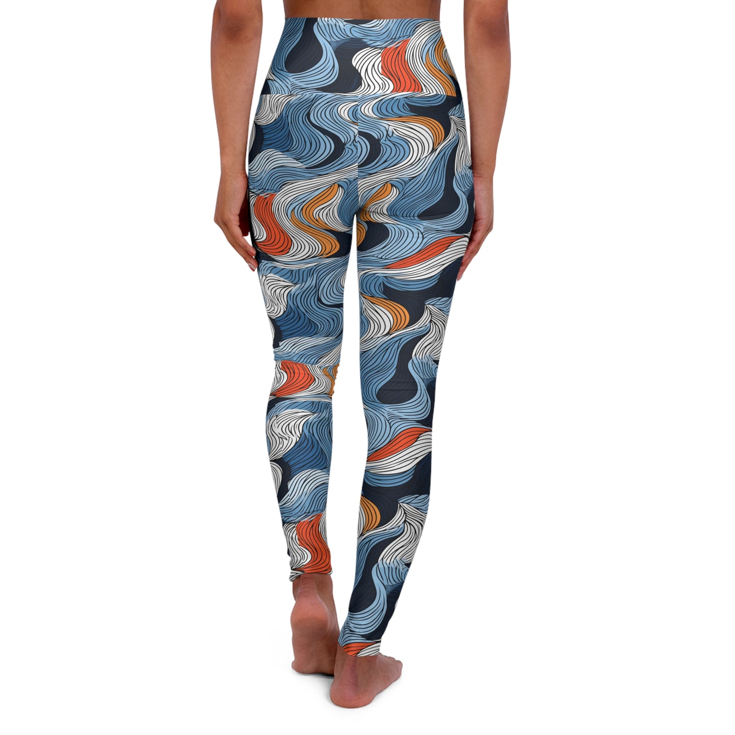 Minimalist Wavy Line High Waisted Yoga Leggings