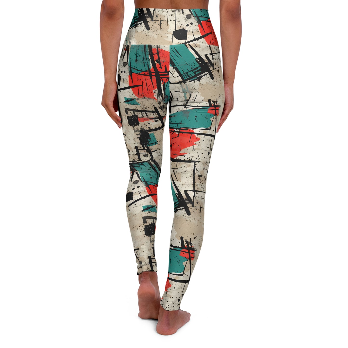 Graffiti Leggings Yoga Pants, High Waist Activewear, Street Art Tights, Workout Bottoms, Fitness Apparel