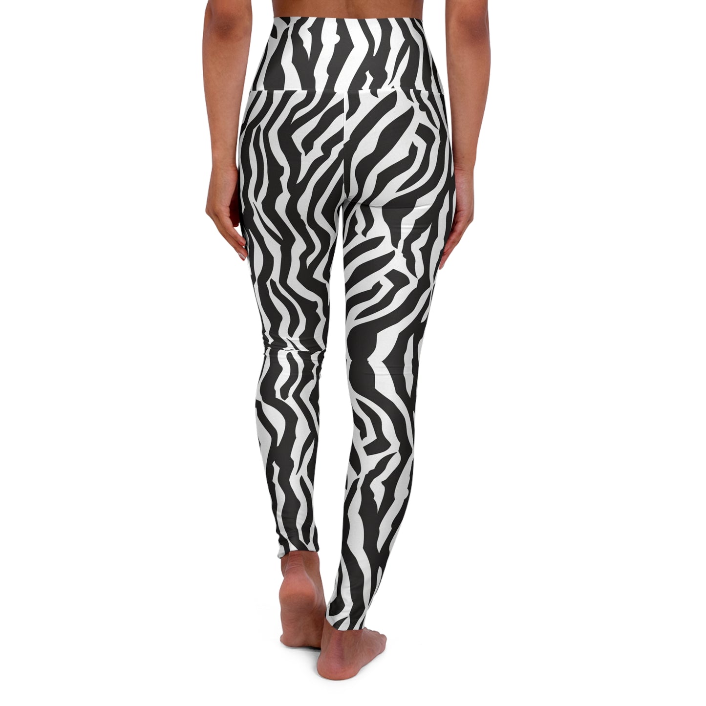 Leopard Print High-Waist Yoga Leggings — Black & White Animal Print Gym Tights