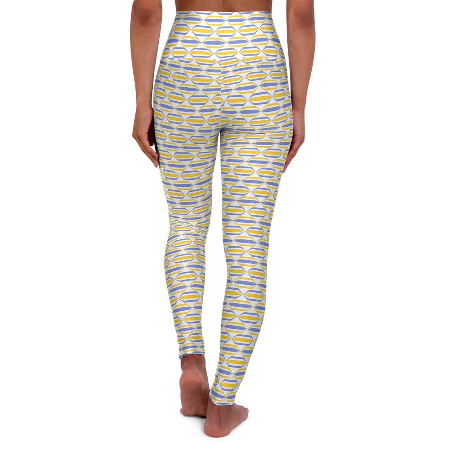 Yellow Accents Abstract High-Waist Yoga Leggings — Geometric Activewear