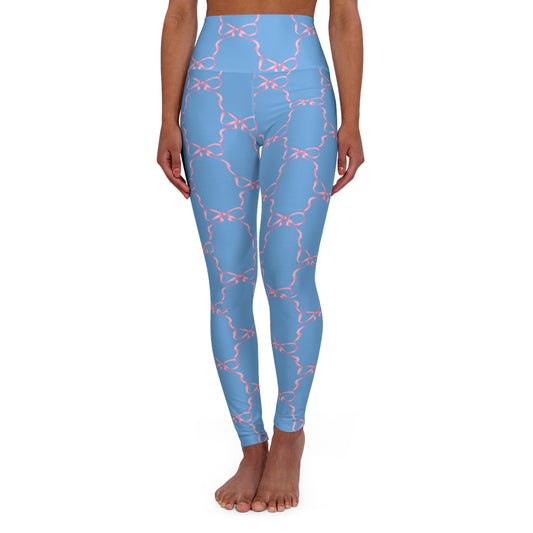 High-Waisted Yoga Leggings — Pink Coquette Bow Activewear