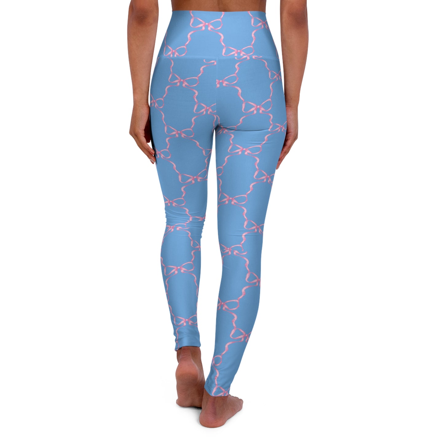 High-Waisted Yoga Leggings — Pink Coquette Bow Activewear