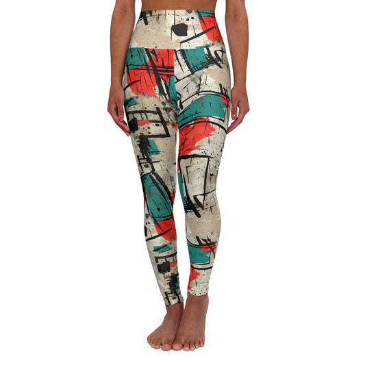 Graffiti Leggings Yoga Pants, High Waist Activewear, Street Art Tights, Workout Bottoms, Fitness Apparel