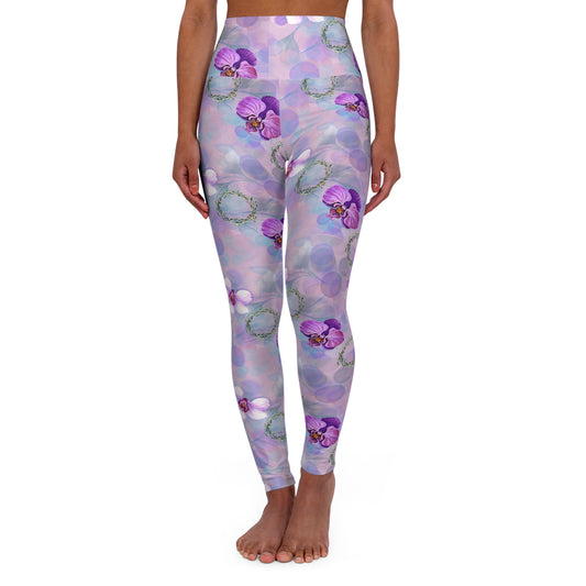 Orchid Flowers Leggings, Yoga Pants, Workout Tights, Floral Print Activewear, Fitness