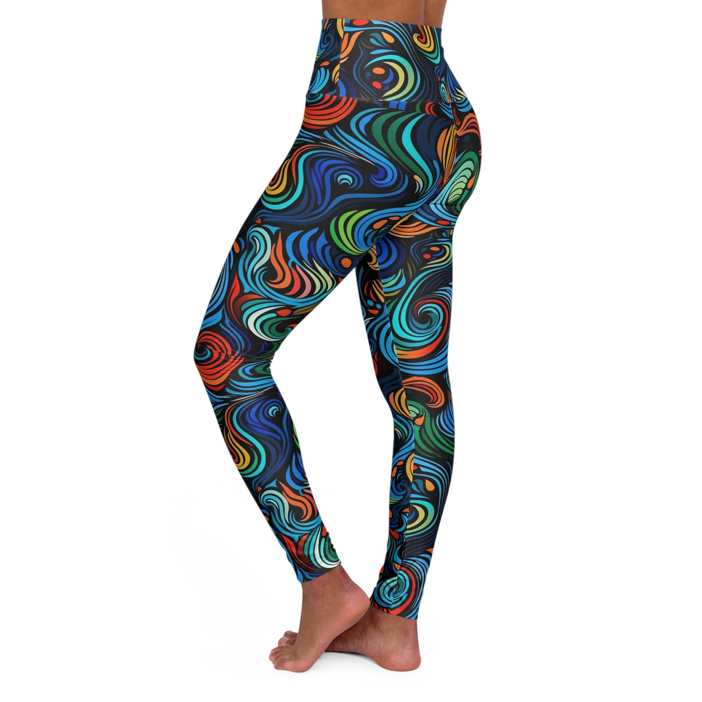 Colorful Abstract High-Waisted Yoga Leggings — Activewear for Gym & Fitness
