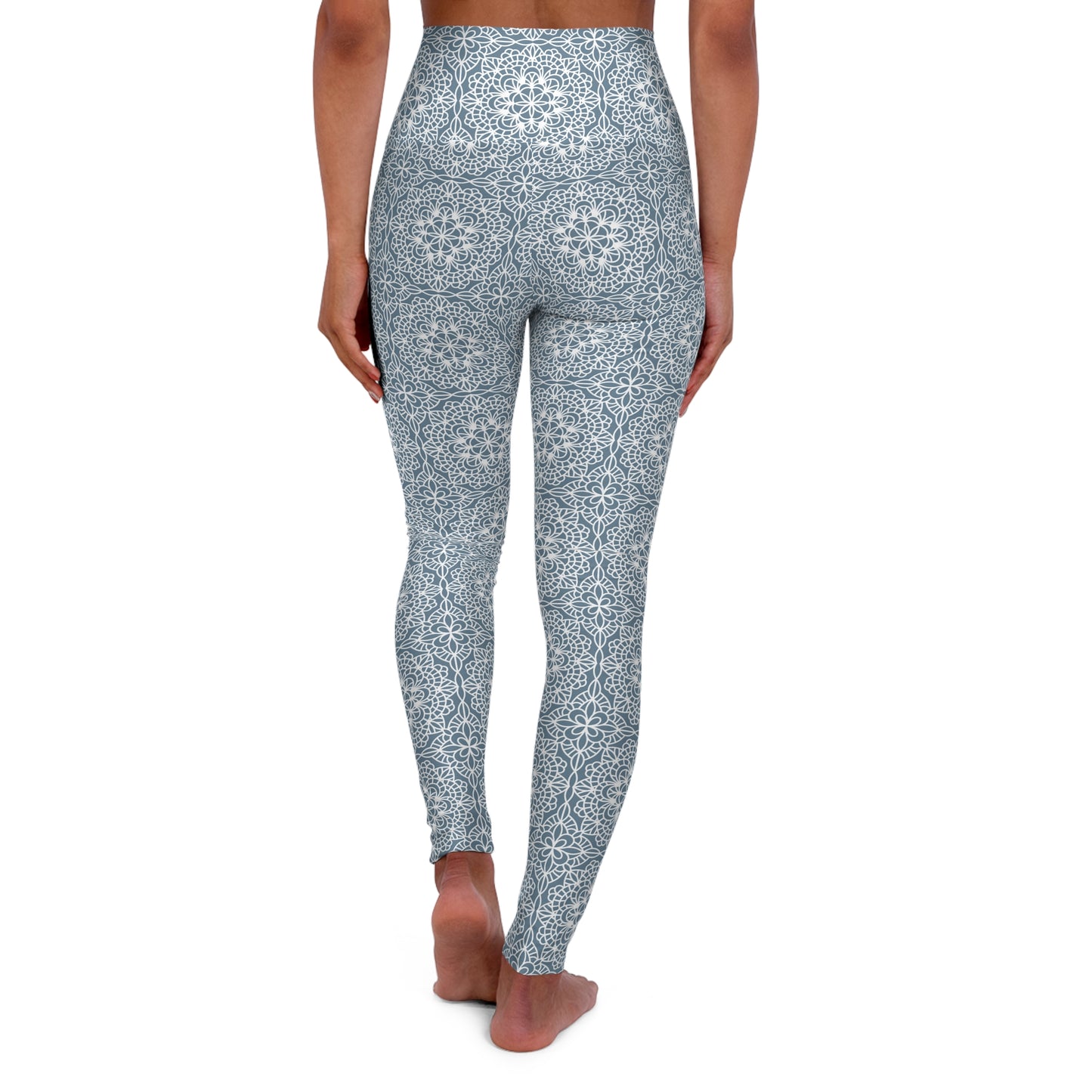 High-Waisted Lace-Pattern Yoga Leggings — Women's Athletic Tights