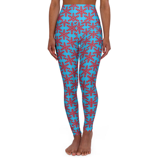 Snowflake Winter Yoga Leggings | High Waisted Workout Pants