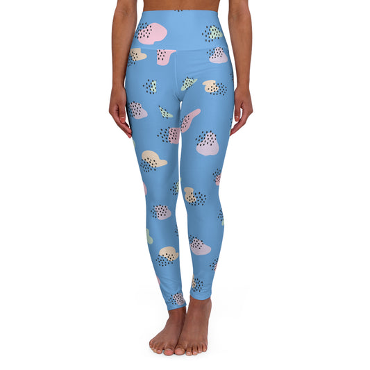 Abstract Black Dotted High-Waisted Yoga Leggings — Boho Athletic Tights
