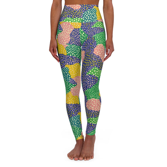 Colorful Polka Dot High-Waist Yoga Leggings — Women's Activewear