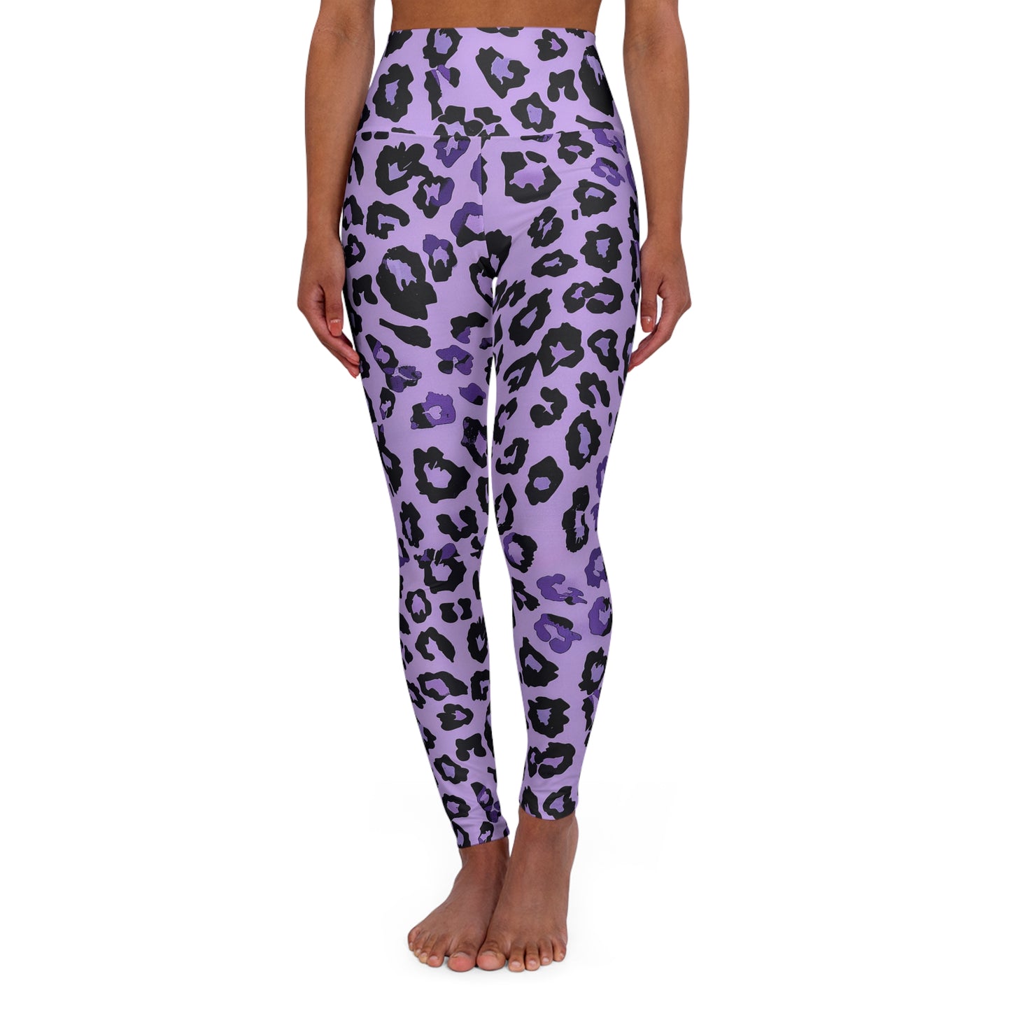 Lavender Leopard Print Yoga Leggings | High Waisted AOP