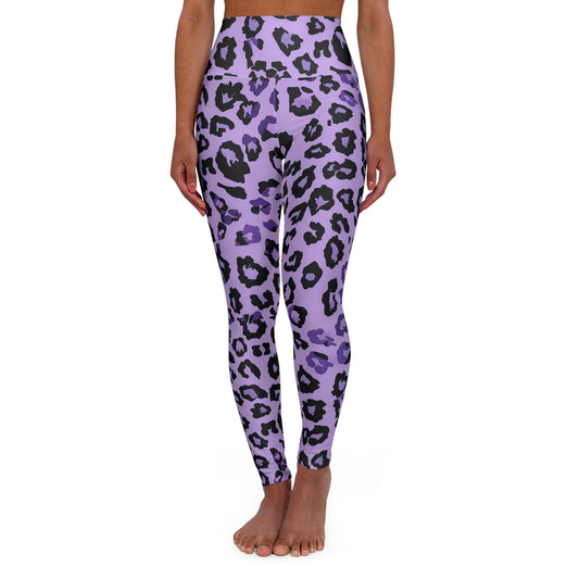 Lavender Leopard Print Yoga Leggings | High Waisted AOP