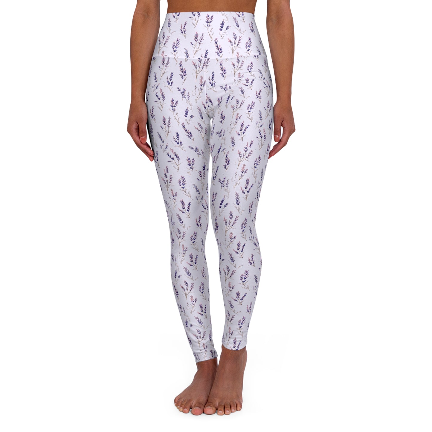 Lavender Floral Yoga Leggings — High-Waisted Purple Botanical Activewear