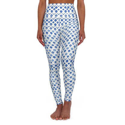 Blue Diamond Pattern High Waisted Yoga Leggings