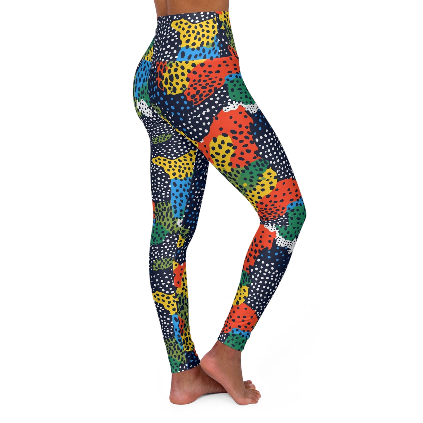 High-Waisted Polka Dot Yoga Leggings — Colorful Activewear Workout Tights