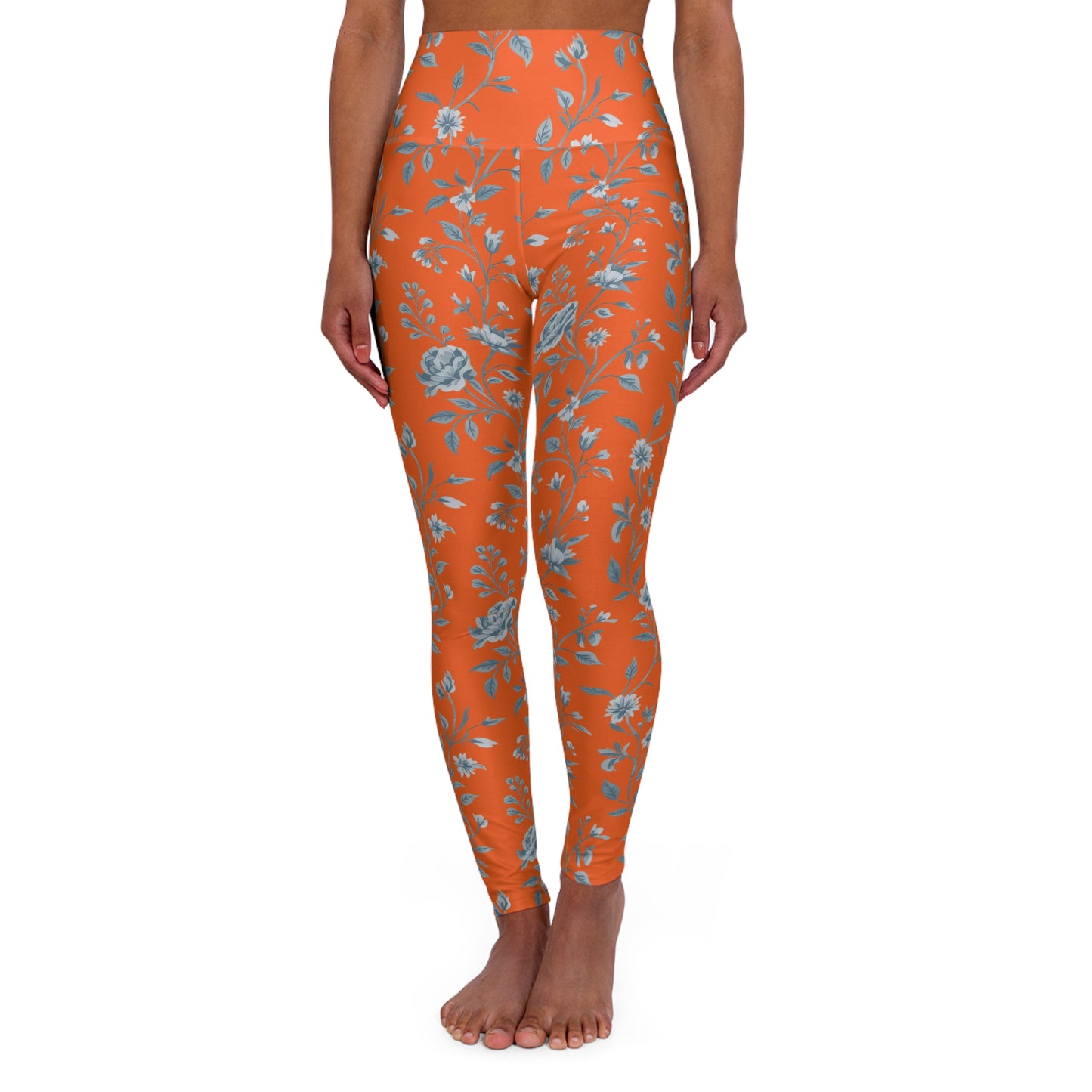 Floral Botanical Print High Waisted Yoga Leggings | Active Workout Pants
