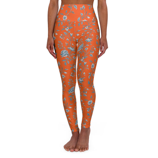 Floral Botanical Print High Waisted Yoga Leggings | Active Workout Pants