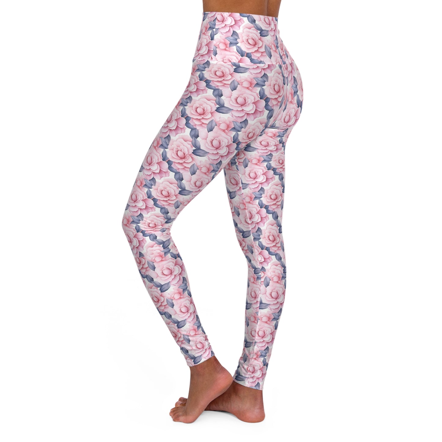 Camellia Floral High-Waisted Yoga Leggings — Women's Printed Workout Tights