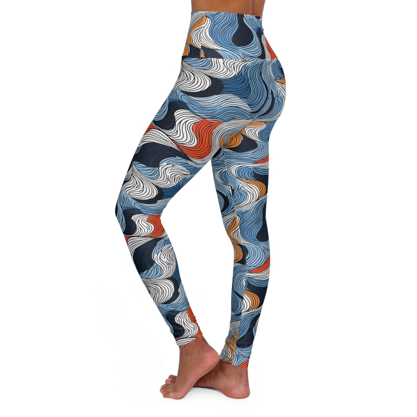 Minimalist Wavy Line High Waisted Yoga Leggings