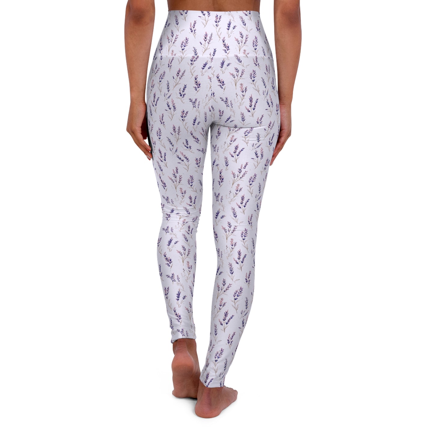 Lavender Floral Yoga Leggings — High-Waisted Purple Botanical Activewear