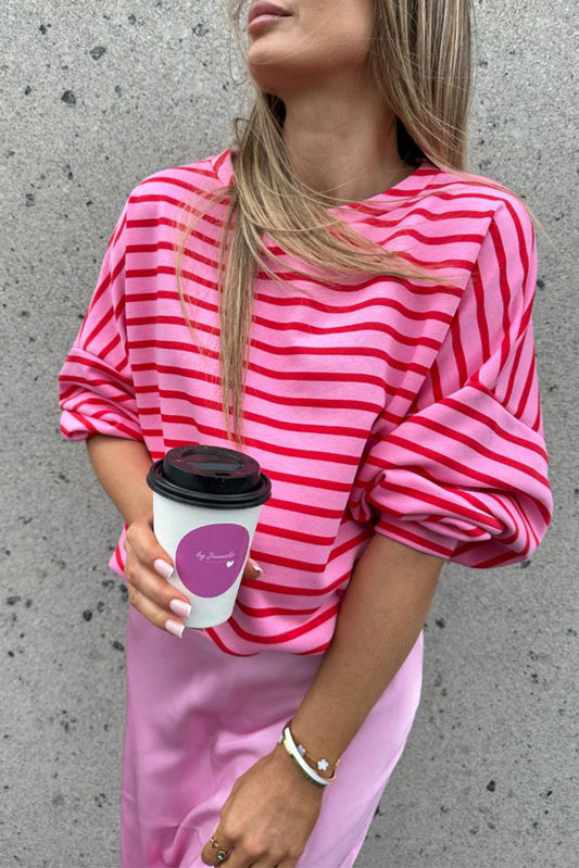 Striped Round Neck Long Sleeve Sweatshirt
