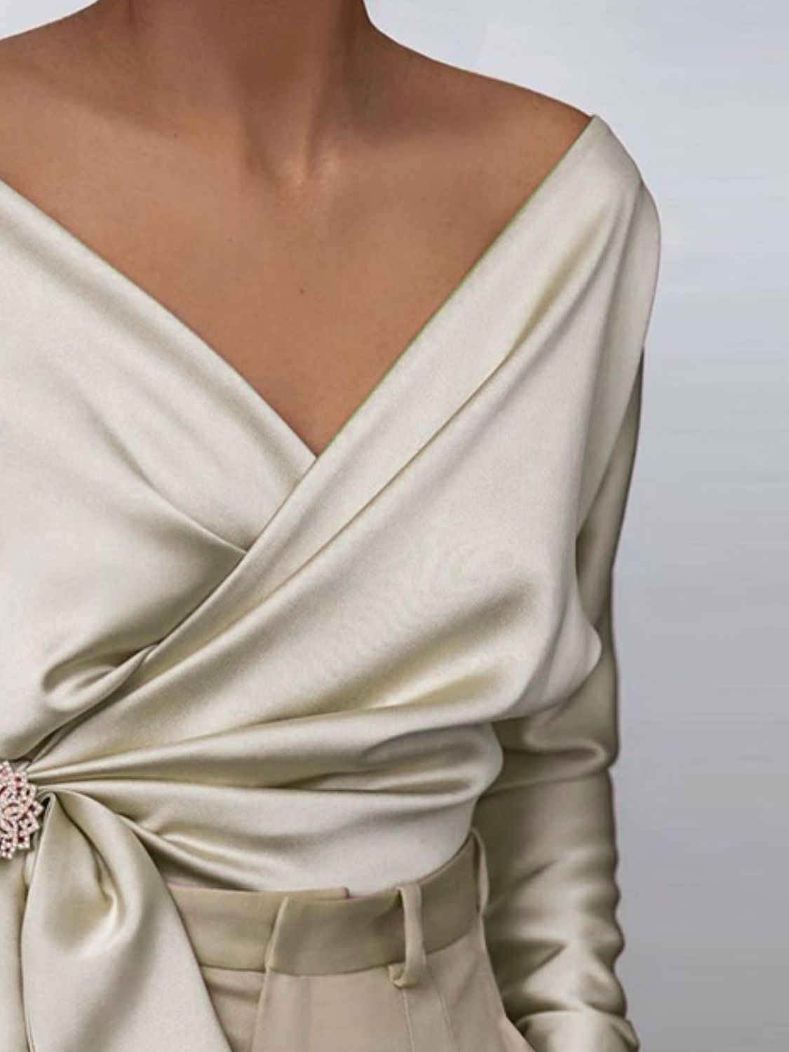 Surplice Long Sleeve Blouse