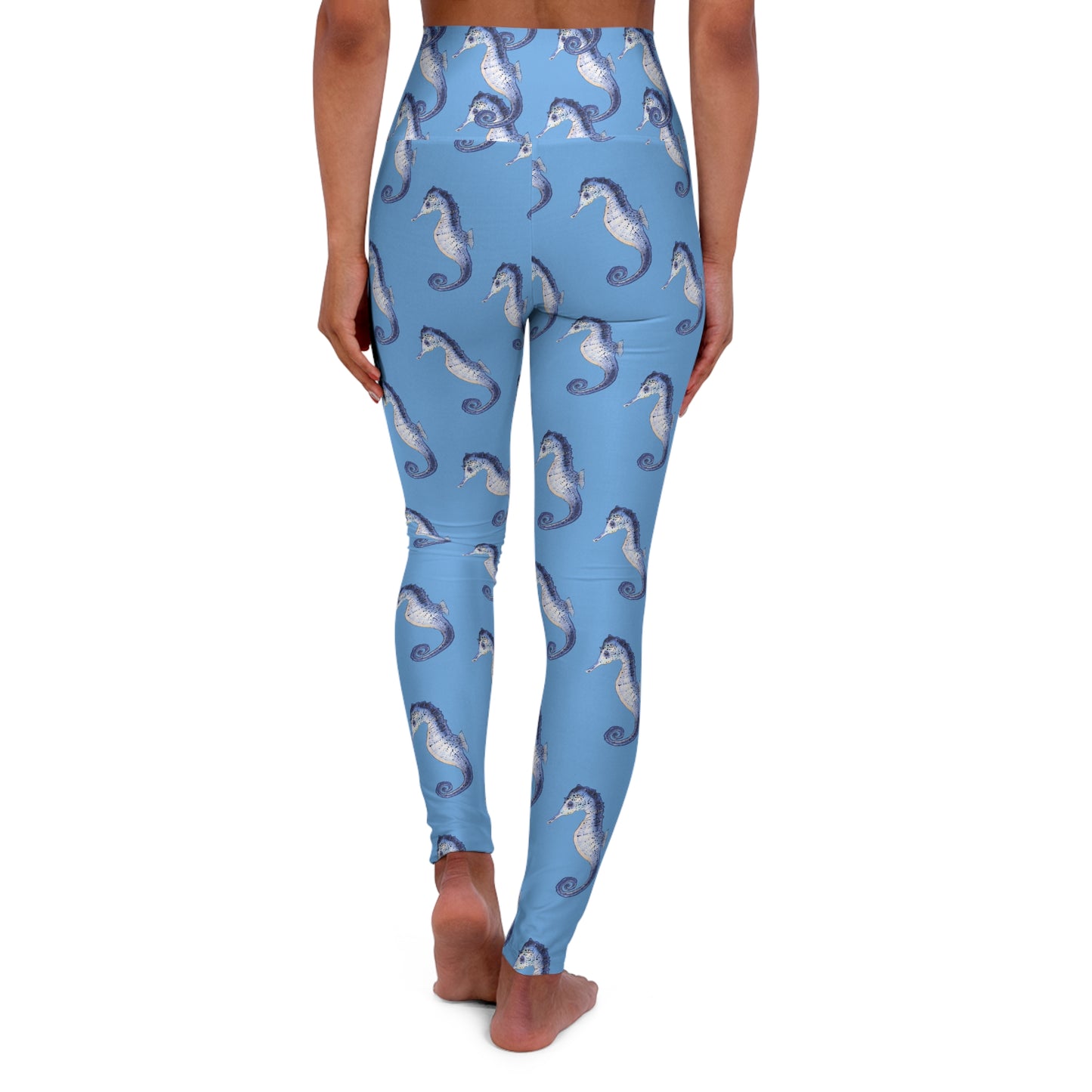 Seahorse Ocean Print High Waisted Yoga Leggings | Workout Tights