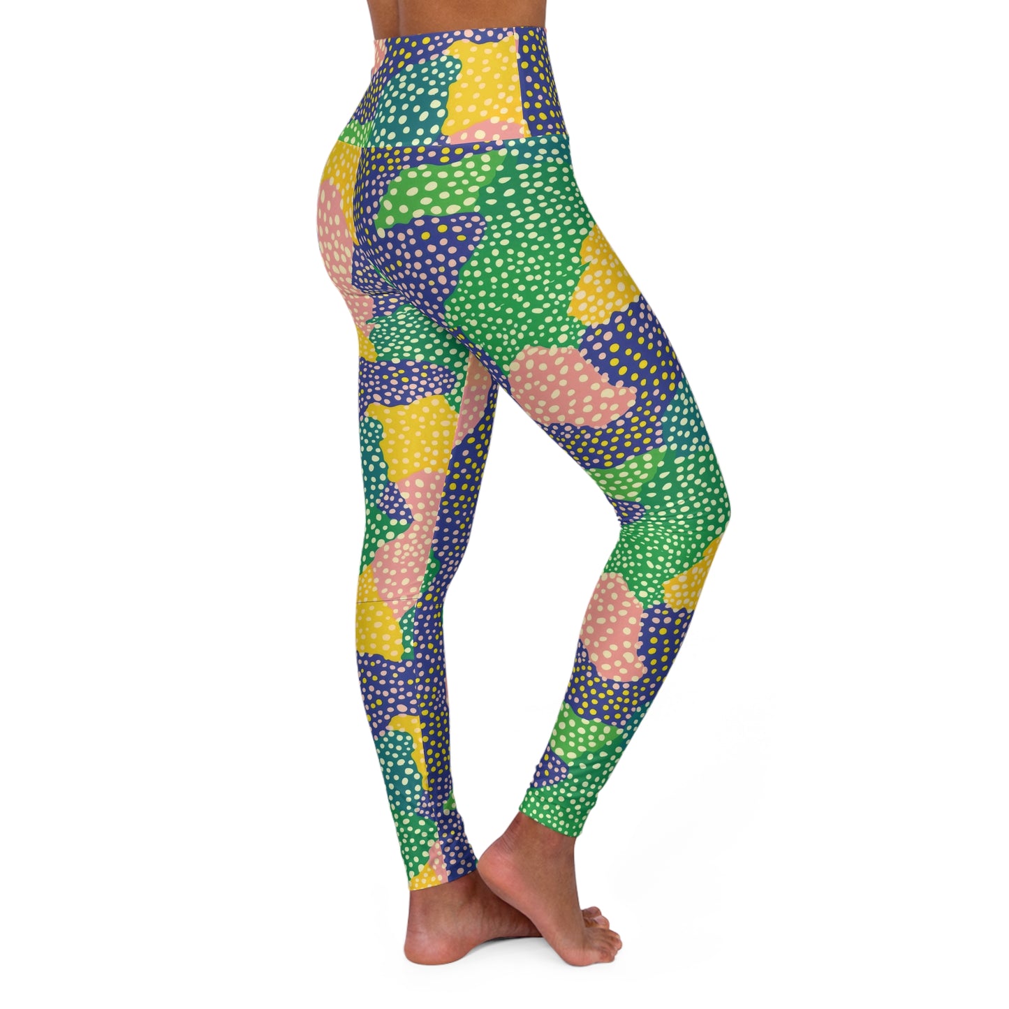 Colorful Polka Dot High-Waist Yoga Leggings — Women's Activewear